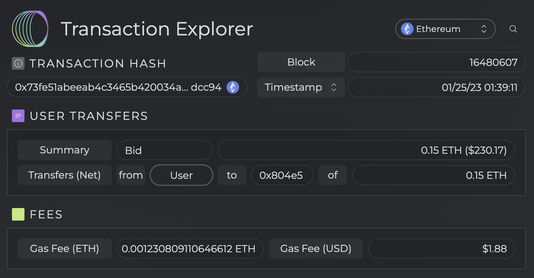 Transaction Explorer Screenshot