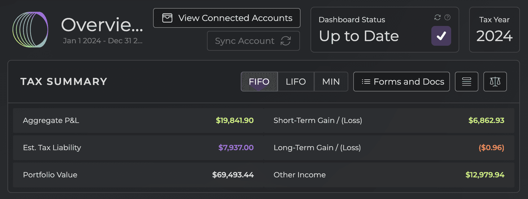 Taxes & Accounting Screenshot